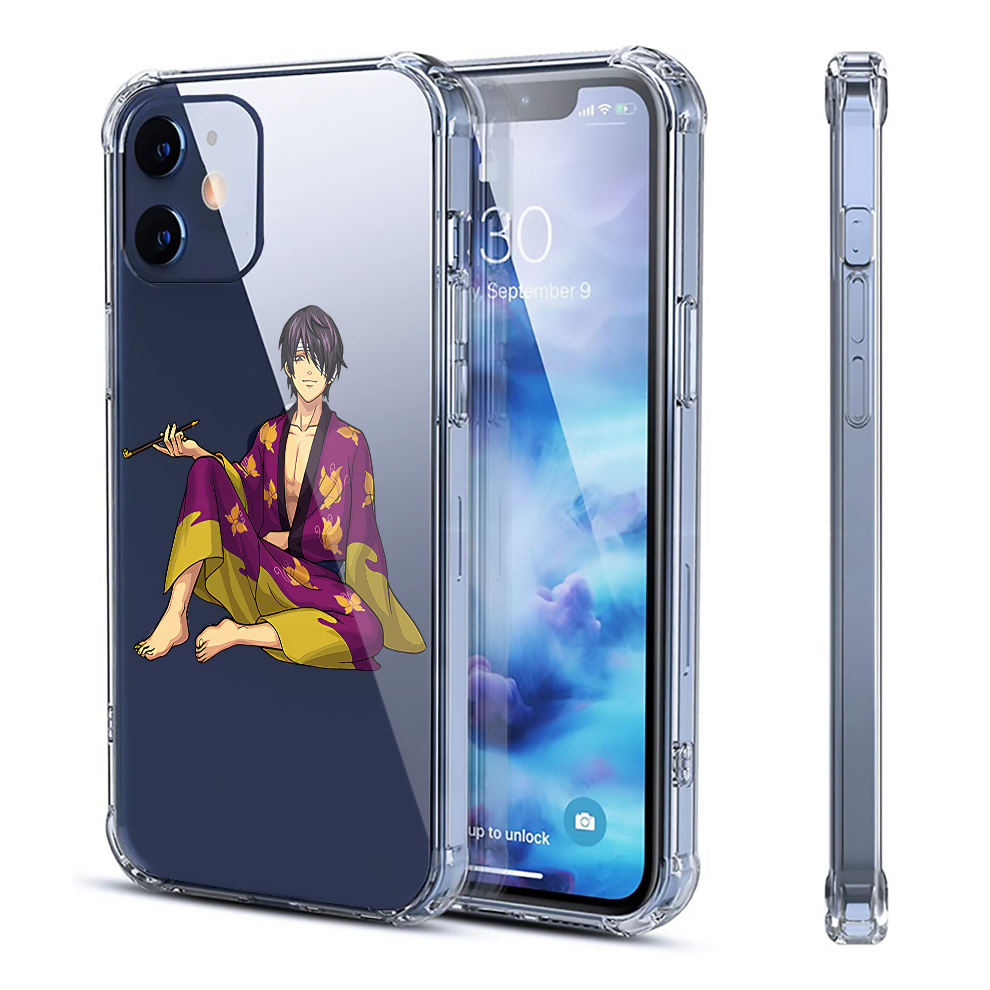 （画像用） ぎんたま 坂田銀時（さかたぎんとき） 神楽 志村新八（しむら しんぱち） GINTAMA Sakata Gintoki Kagura Shimura Shinpachi 【iPhone 12シリーズ対応】透明スマホケース（クリアソフトケース）